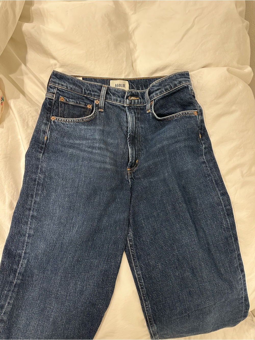 Agolde Dark Blue Wide Leg Jeans